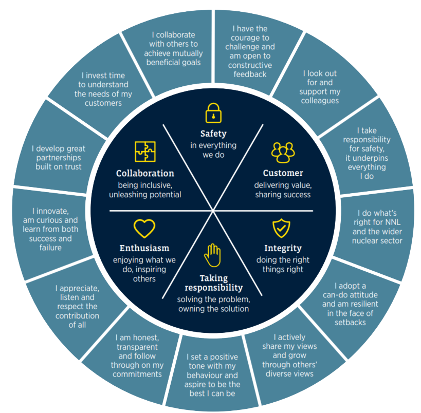 Values and behaviours wheel
